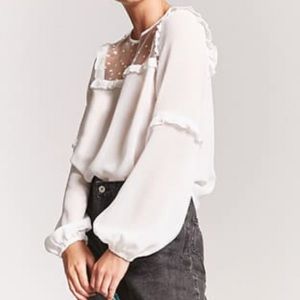 Forever 21 star mesh long sleeve top